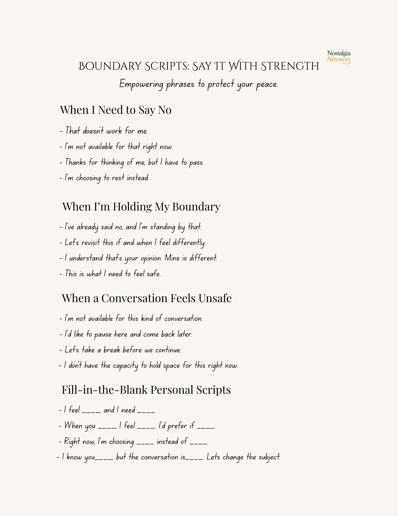 Boundaries & Self-protection Toolkit (Digital File)