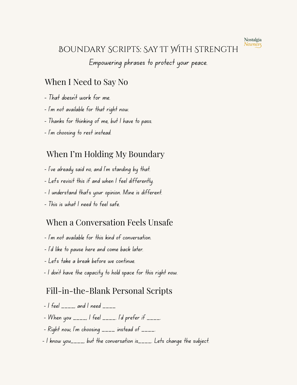 Boundaries & Self-protection Toolkit (Digital File)
